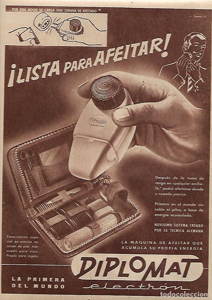 Collectionnisme: A&Ntilde;O 1958 RECORTE PRENSA PUBLICIDAD MAQUINA DE AFEITAR DIPLOMAT ELECTRON
