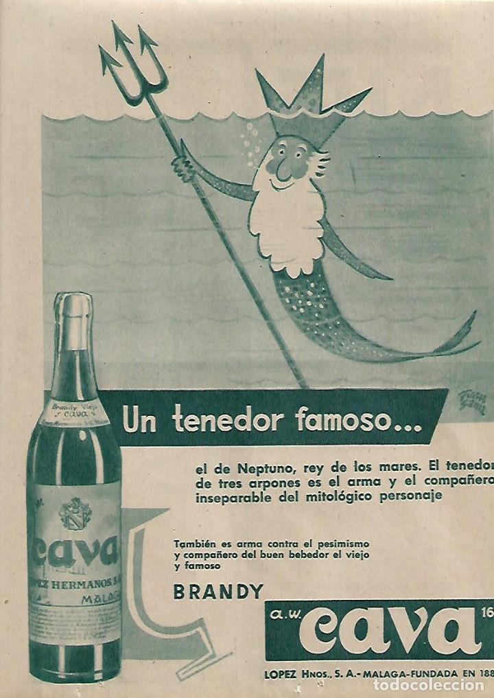 Coleccionismo: A&Ntilde;O 1958 RECORTE PRENSA PUBLICIDAD BEBIDAS BRANDY CAVA LOPEZ HERMANOS MALAGA