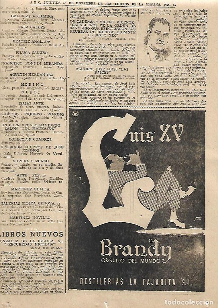 Collectionnisme: A&Ntilde;O 1958 RECORTE PRENSA PUBLICIDAD BEBIDAS BRANDY LUIS XV DESTILERIAS LA PAJARITA