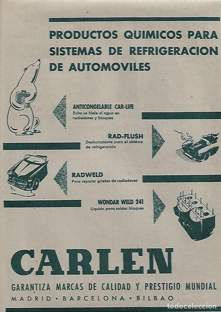 Collecting paper: A&Ntilde;O 1962 RECORTE PRENSA PUBLICIDAD CARLEN PRODUCTOS QUIMICOS REFRIGERACION AUTOMOVIL