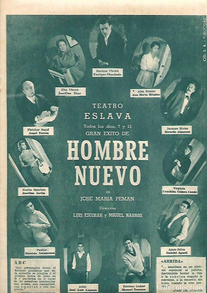 Collectionnisme: A&Ntilde;O 1962 RECORTE PRENSA PUBLICIDAD OBRA TEATRO ESLAVA HOMBRE NUEVO PEMAN LUIS ESCOBAR DIOSDADO