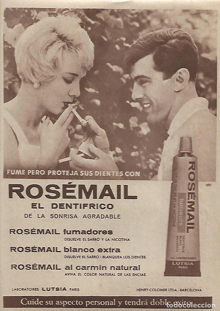 Collectionnisme: A&Ntilde;O 1962 RECORTE PRENSA PUBLICIDAD DENTIFRICO ROSEMAIL HENRY COLOMER LUTSIA