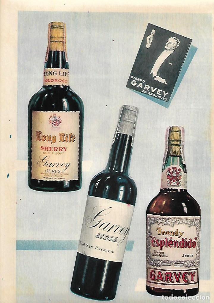 Collectionnisme: A&Ntilde;O 1963 RECORTE PRENSA PUBLICIDAD BEBIDAS GARVEY BRANDY ESPLENDIDO JEREZ LONG LIFE