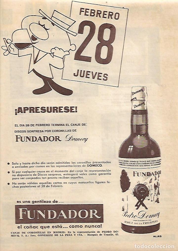 Coleccionismo: A&Ntilde;O 1963 RECORTE PRENSA PUBLICIDAD BEBIDAS CO&Ntilde;AC FUNDADOR PEDRO DOMECQ
