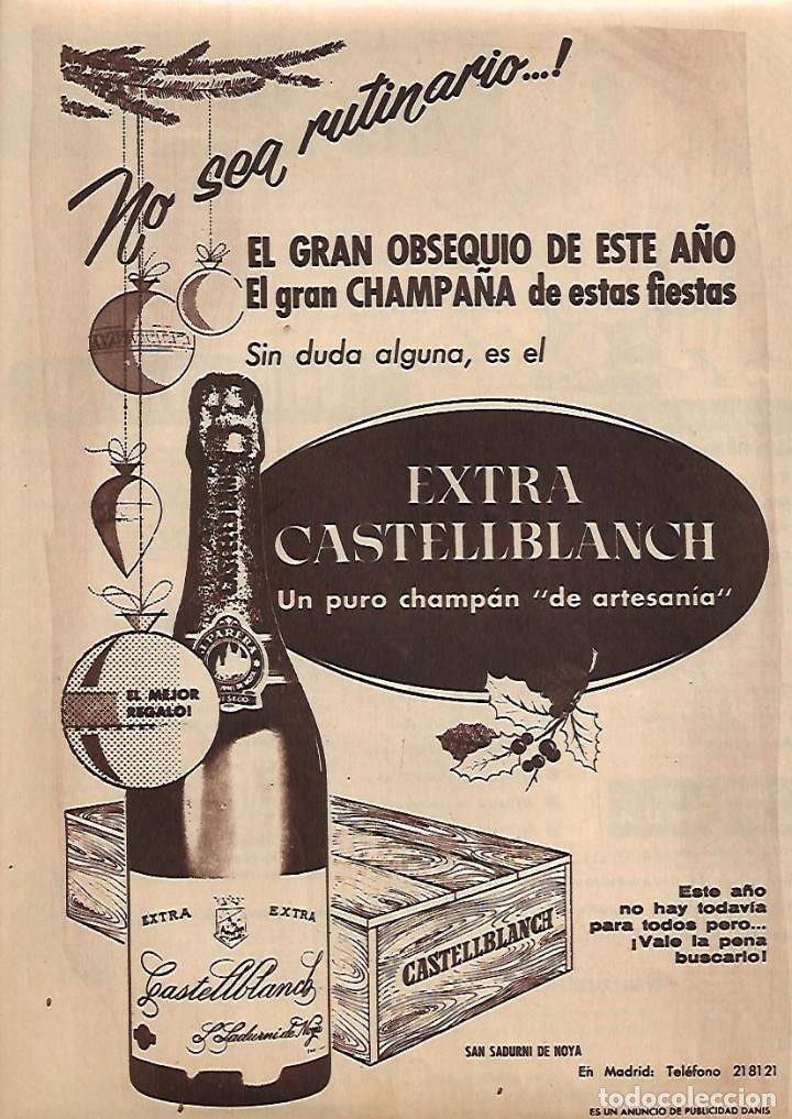 Coleccionismo: A&Ntilde;O 1958 RECORTE PRENSA PUBLICIDAD BEBIDAS EXTRA CASTELLBLANCH CHAMPAN CAVA