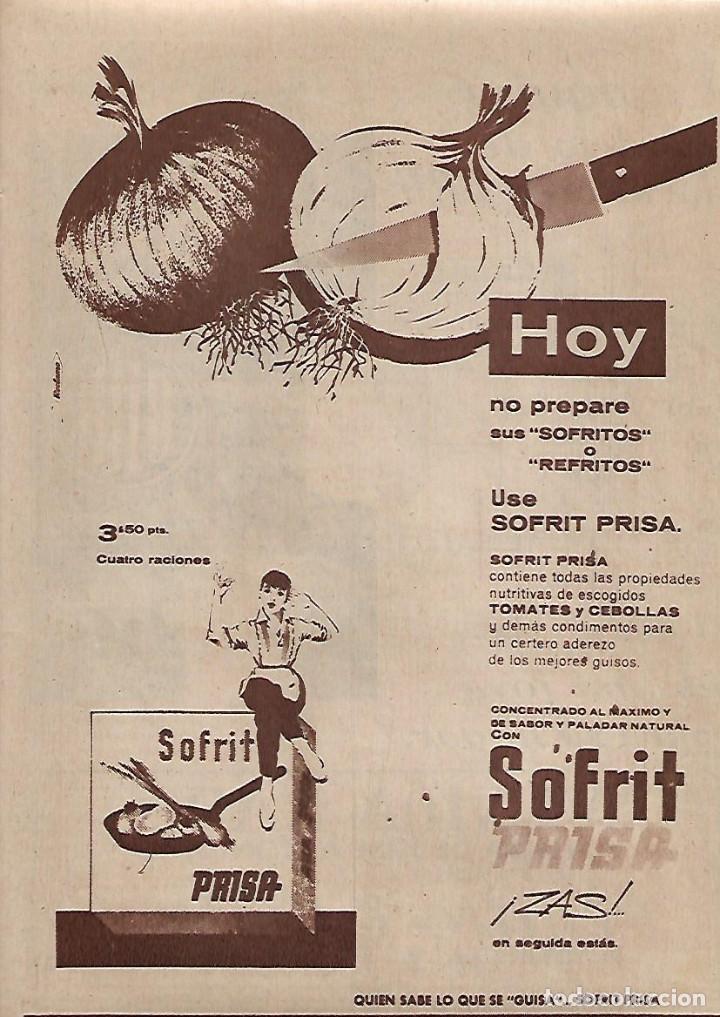 Coleccionismo: A&Ntilde;O 1958 RECORTE PRENSA PUBLICIDAD SOFRIT PRISA SOFRITO - Foto 1