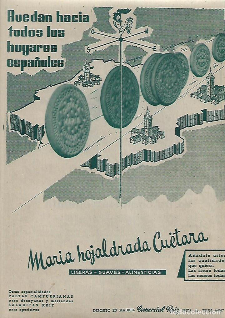 Coleccionismo: A&Ntilde;O 1958 RECORTE PRENSA PUBLICIDAD GALLETA MARIA HOJALDRADA CUETARA