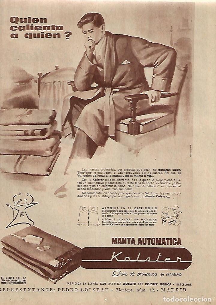 Collectionnisme: A&Ntilde;O 1958 RECORTE PRENSA PUBLICIDAD MANTA AUTOMATICA KOLSTER