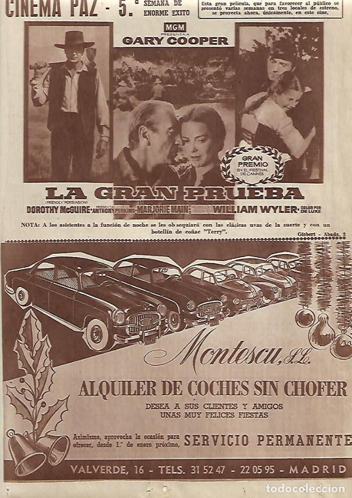 Collectionnisme: A&Ntilde;O 1958 RECORTE PRENSA PUBLICIDAD MONTESCU ALQUILER DE COCHES SIN CHOFER