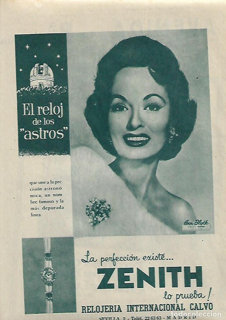 Collectionnisme: A&Ntilde;O 1958 RECORTE PRENSA PUBLICIDAD RELOJ ZENITH RELOJERIA INTERNACIONAL CALVO