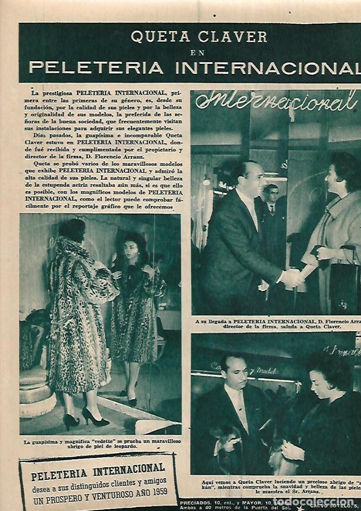 Collectionnisme: A&Ntilde;O 1958 RECORTE PRENSA QUETA CLAVER EN PELETERIA INTERNACIONAL