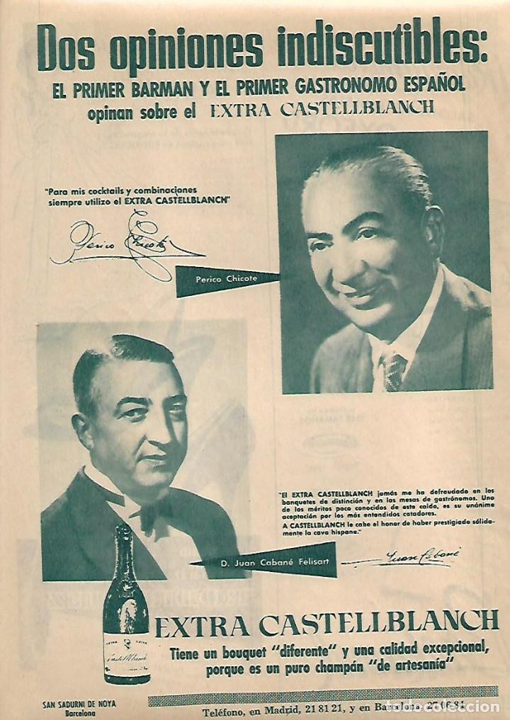 Collecting paper: A&Ntilde;O 1958 RECORTE PRENSA PUBLICIDAD EXTRA CASTELLBLANCH CHAMPAN OPINIONES PERICO CHICOTE JUAN CABANE