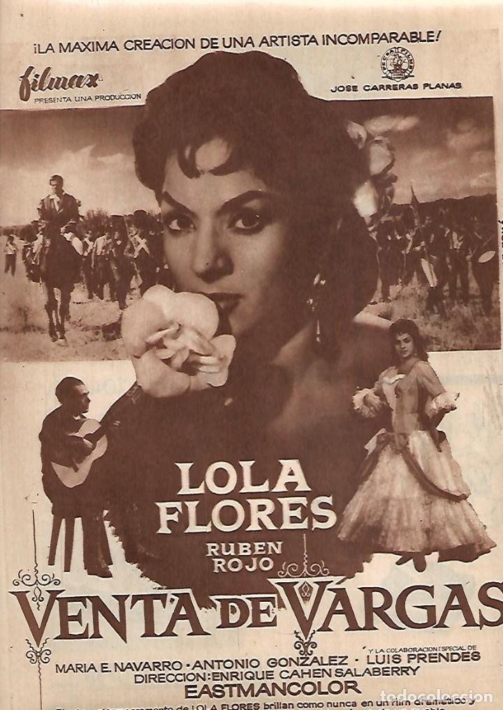 Collectionnisme: A&Ntilde;O 1958 RECORTE PRENSA PUBLICIDAD CINE PELICULA VENTA DE VARGAS LOLA FLORES RUBEN ROJO