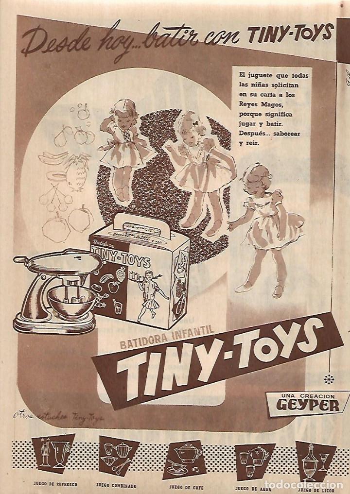 Collezionismo: A&Ntilde;O 1958 RECORTE PRENSA JUGUETES GEYPER BATIDORA TINY TOYS BEBIDAS KINA SAN CLEMENTE