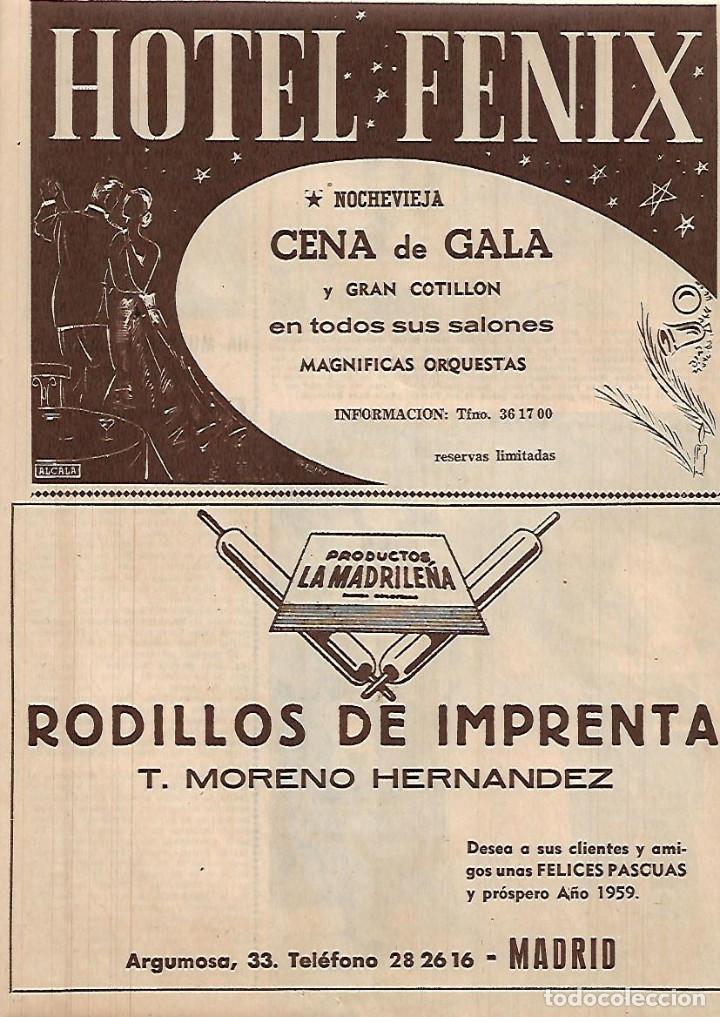 Collectionnisme: A&Ntilde;O 1958 RECORTE PRENSA PUBLICIDAD PRODUCTOS LA MADRILE&Ntilde;A RODILLOS DE IMPRENTA MORENO HERNANDEZ