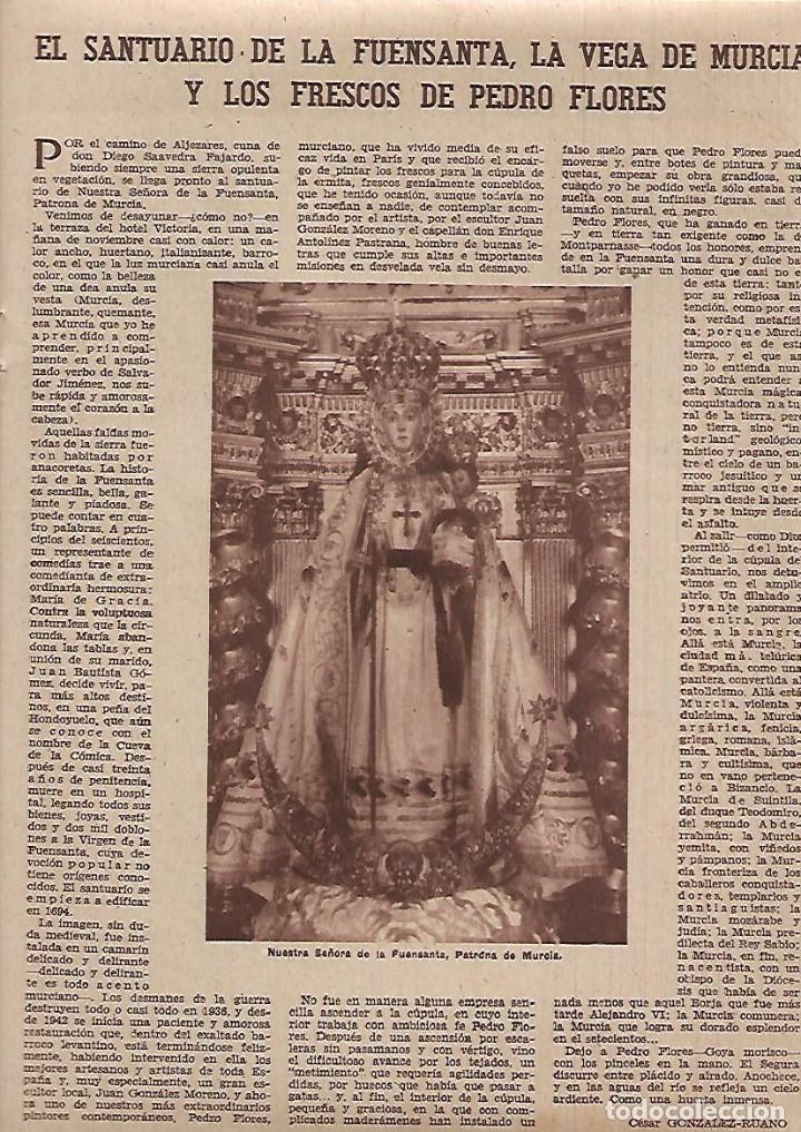 Collezionismo: A&Ntilde;O 1960 RECORTE PRENSA SANTUARIO DE LA FUENSANTA LA VEGA DE MURCIA FRESCOS DE PEDRO FLORES