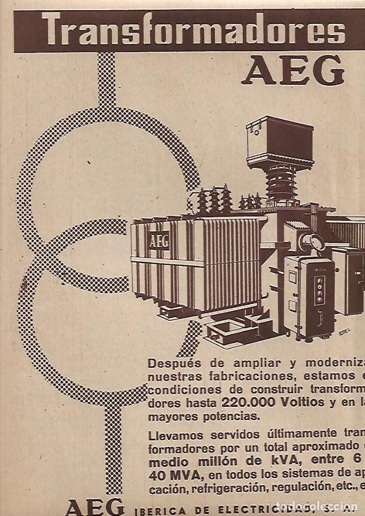 Collectionnisme: A&Ntilde;O 1960 RECORTE PRENSA PUBLICIDAD TRANSFORMADOR TRANSFORMADORES AEG