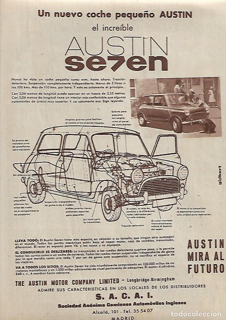 Collezionismo: A&Ntilde;O 1959 RECORTE PRENSA PUBLICIAD NUEVO COCHE PEQUE&Ntilde;O AUSTIN