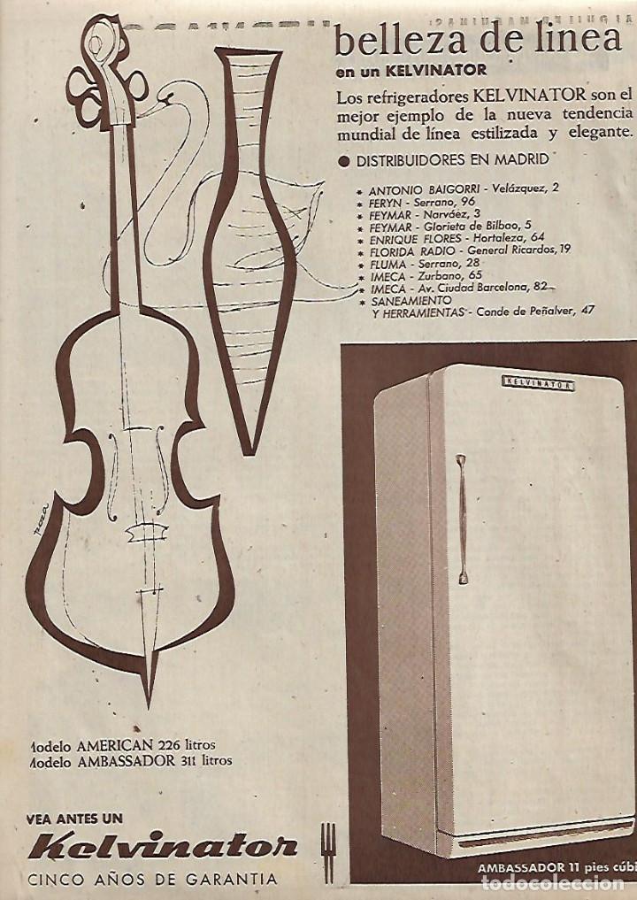Collectionnisme: A&Ntilde;O 1959 RECORTE PRENSA PUBLICIDAD ELECTRODOMESTICOS KELVINATOR REFRIGERADOR NEVERA