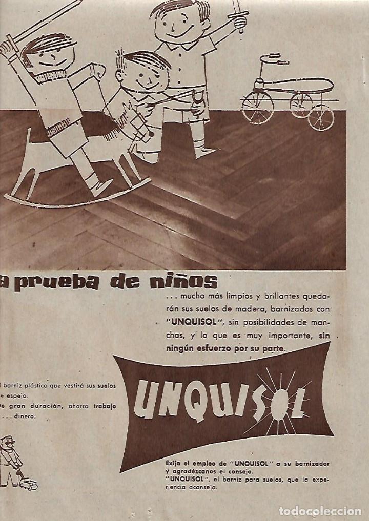 Collezionismo: A&Ntilde;O 1959 RECORTE PRENSA PUBLICIDAD UNQUISOL ABRILLANTADOR DE SUELOS