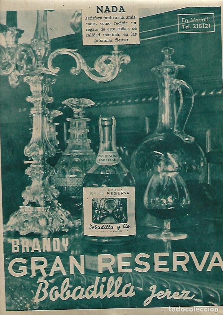 Collecting paper: A&Ntilde;O 1958 RECORTE PRENSA PUBLICIDAD BEBIDAS BRANDY GRAN RESERVA BOBADILLA JEREZ