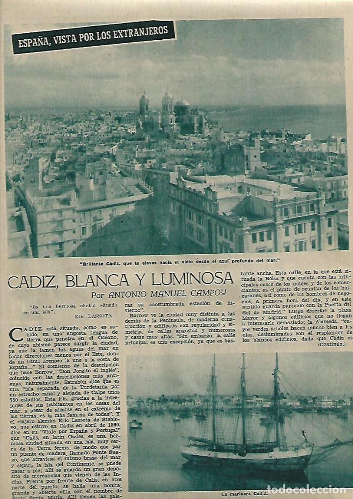 Collezionismo: A&Ntilde;O 1958 RECORTE PRENSA CADIZ  CIUDAD PUERTO PUERTAS DE TIERRA TUMBAS FENICIAS BODEGAS