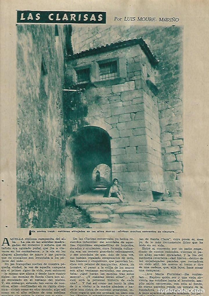 Collectionnisme: A&Ntilde;O 1958 RECORTE PRENSA  RELIGION LAS CLARISAS CLAUSURA CONVENTO MONFORTE DE LEMOS