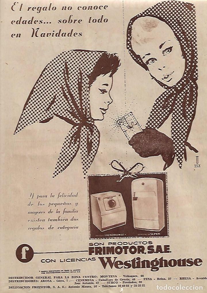 Collezionismo: A&Ntilde;O 1958 RECORTE PRENSA PUBLICIDAD ELECTRODOMESTICOS FRIMOTOR WESTINGHOUSE