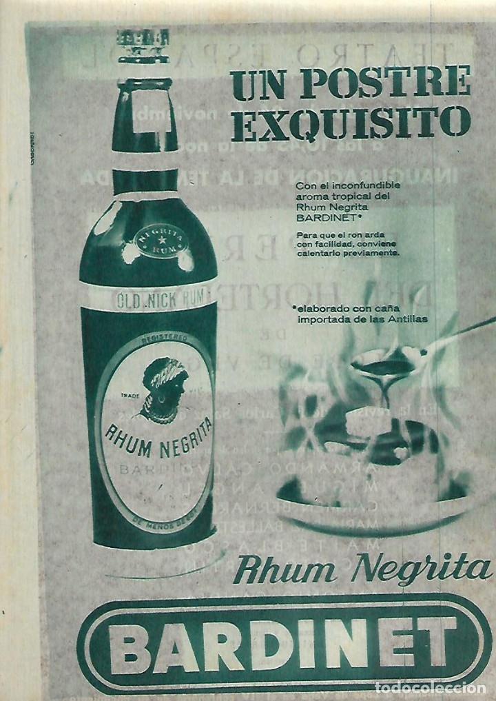 Collectionnisme: A&Ntilde;O 1962 RECORTE PRENSA PUBLICIDAD BEBIDAS RON RHUM NEGRITA BARDINET