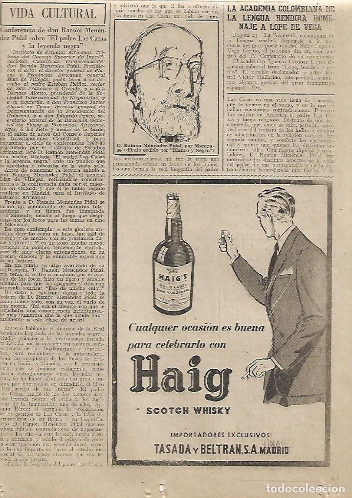 Collectionnisme: A&Ntilde;O 1962 RECORTE PRENSA PUBLICIDAD BEBIDAS HAIG SCOTCH WHISKY TASADA Y BELTRAN