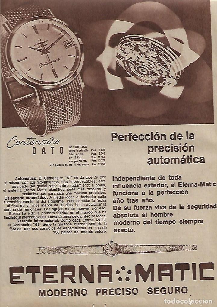 Collectionnisme: A&Ntilde;O 1962 RECORTE PRENSA PUBLICIDAD RELOJ ETERNA MATIC