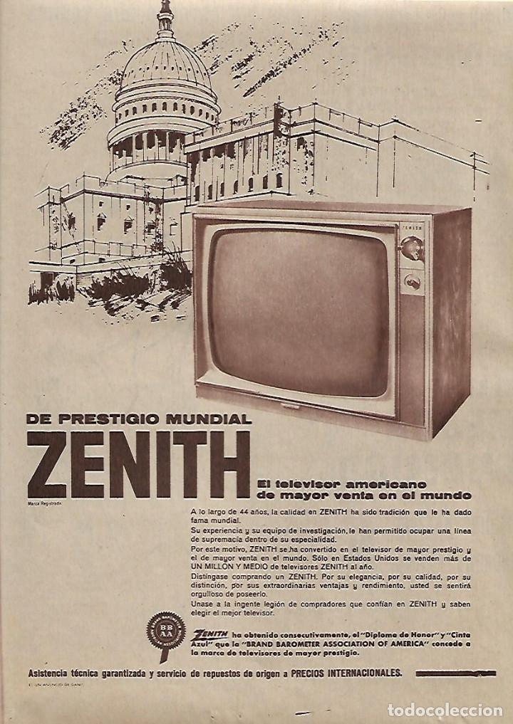 Collectionnisme: A&Ntilde;O 1962 RECORTE PRENSA PUBLICIDAD ZENITH TELEVISION TELEVISOR