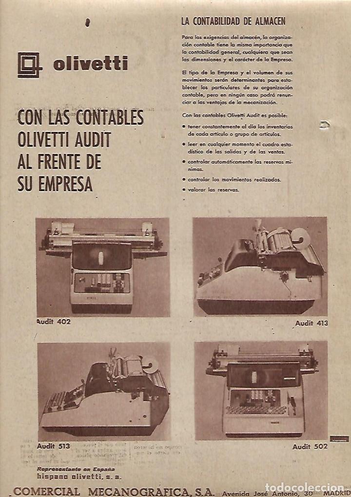Collezionismo: A&Ntilde;O 1962 RECORTE PRENSA PUBLICIDAD CONTABLES OLIVETTI CONTABILIDAD REGISTRADORA