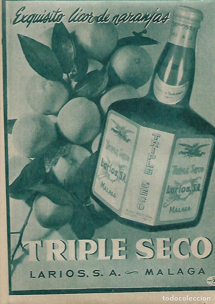 Collectionnisme: A&Ntilde;O 1962 RECORTE PRENSA PUBLICIDAD BEBIDAS LICOR DE NARANJA TRIPLE SECO LARIOS MALAGA