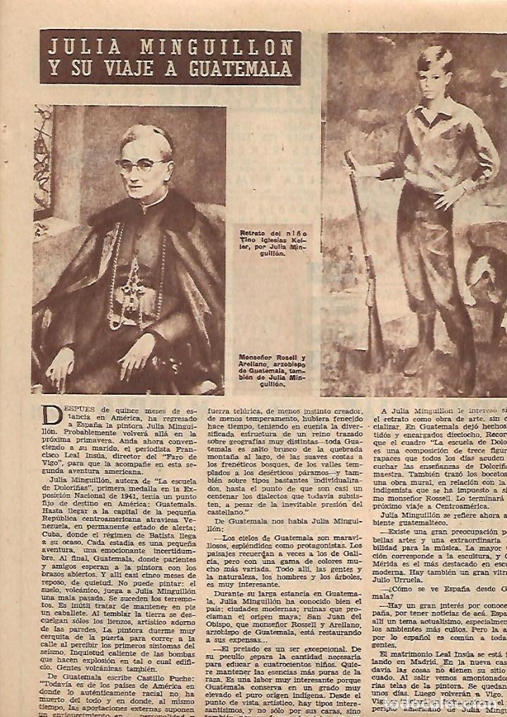 Collezionismo: A&Ntilde;O 1960 RECORTE PRENSA ARTE PINTURA JULIA MINGUILLON Y SU VIAJE A GUATEMALA
