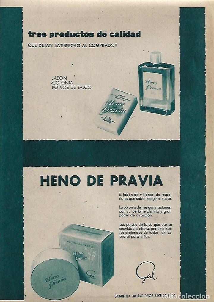 Collezionismo: A&Ntilde;O 1960 RECORTE PRENSA PUBLICIDAD PASTILLA JABON COLONIA TALCO HENO DE PRAVIA PERFUMERIA GAL