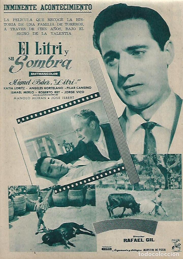 Collezionismo: A&Ntilde;O 1960 RECORTE PRENSA PUBLICIDAD CINE PELICULA EL LITRI Y SU SOMBRA MIGUEL BAEZ TORERO