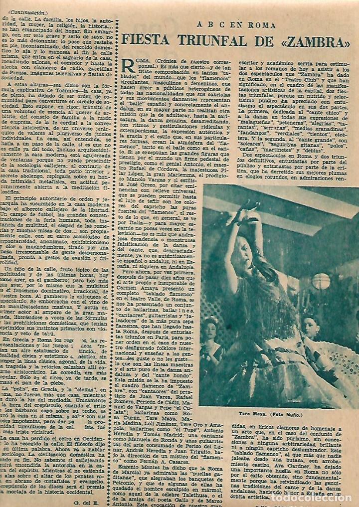 Collezionismo: A&Ntilde;O 1960 RECORTE PRENSA FIESTA TRIUNFAL DE ZAMBRA EN ROMA TERE MAYA FLAMENCO