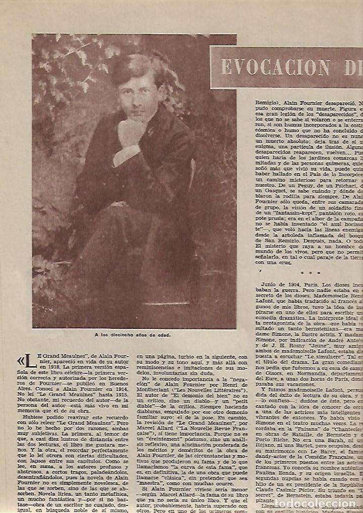 Collectionnisme: A&Ntilde;O 1963 RECORTE PRENSA EVOCACION DE ALAIN FOURNIER ESCRITOR NOVELA