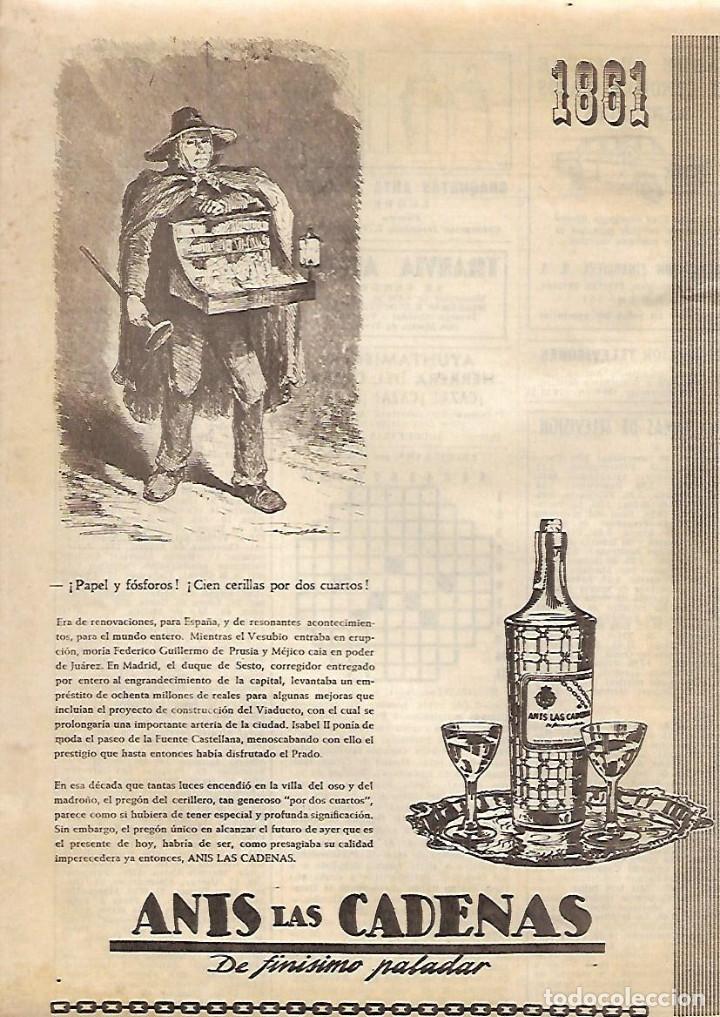 Collezionismo: A&Ntilde;O 1963 RECORTE PRENSA PUBLICIDAD BEBIDAS ANIS LAS CADENAS