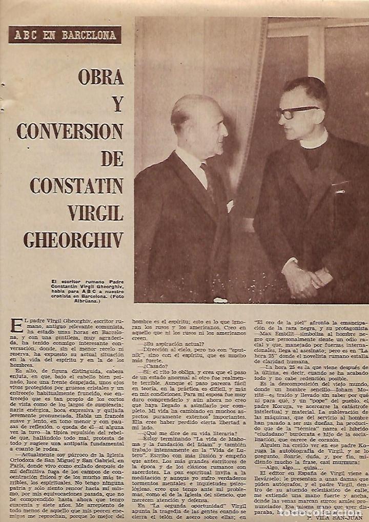 Collectionnisme: A&Ntilde;O 1963 RECORTE PRENSA OBRA Y CONVERSION DE CONSTATIN VIRGIL GHEORGHIU ESCRITOR RUMANO