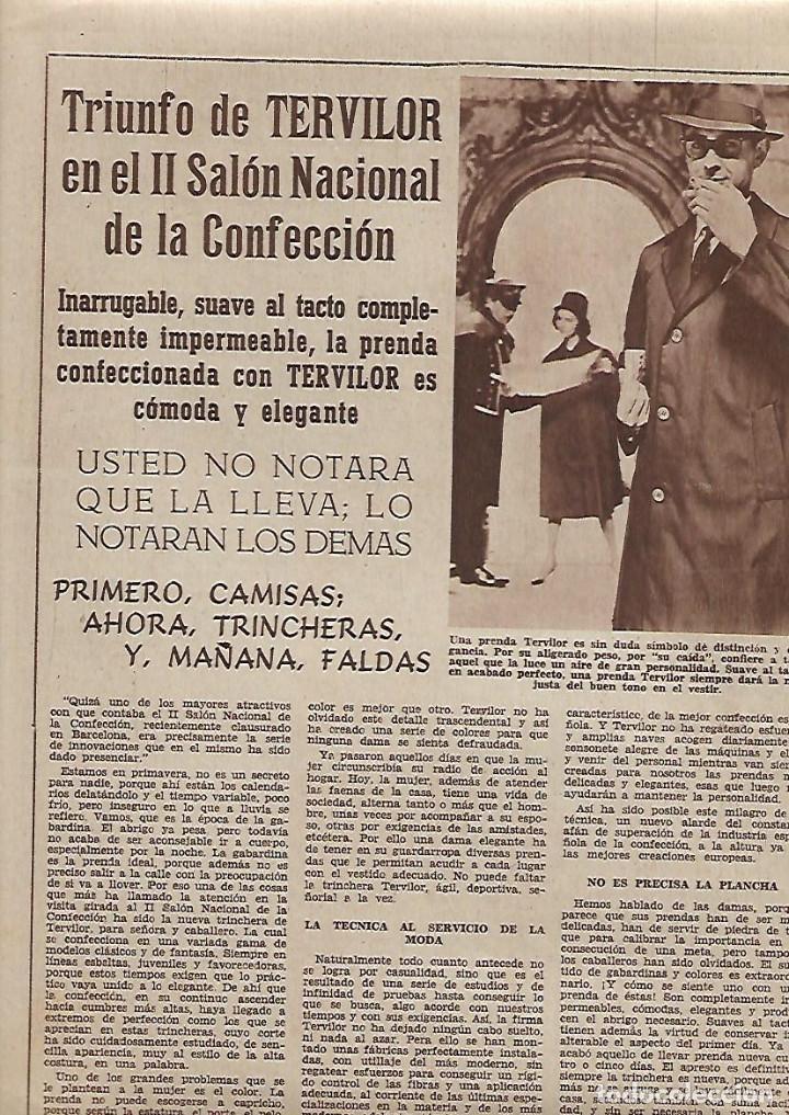 Collezionismo: A&Ntilde;O 1962 RECORTE PRENSA TERVILOR TEJIDO CONFECCION TRIUNFO SALON NACIONAL DE LA CONFECCION