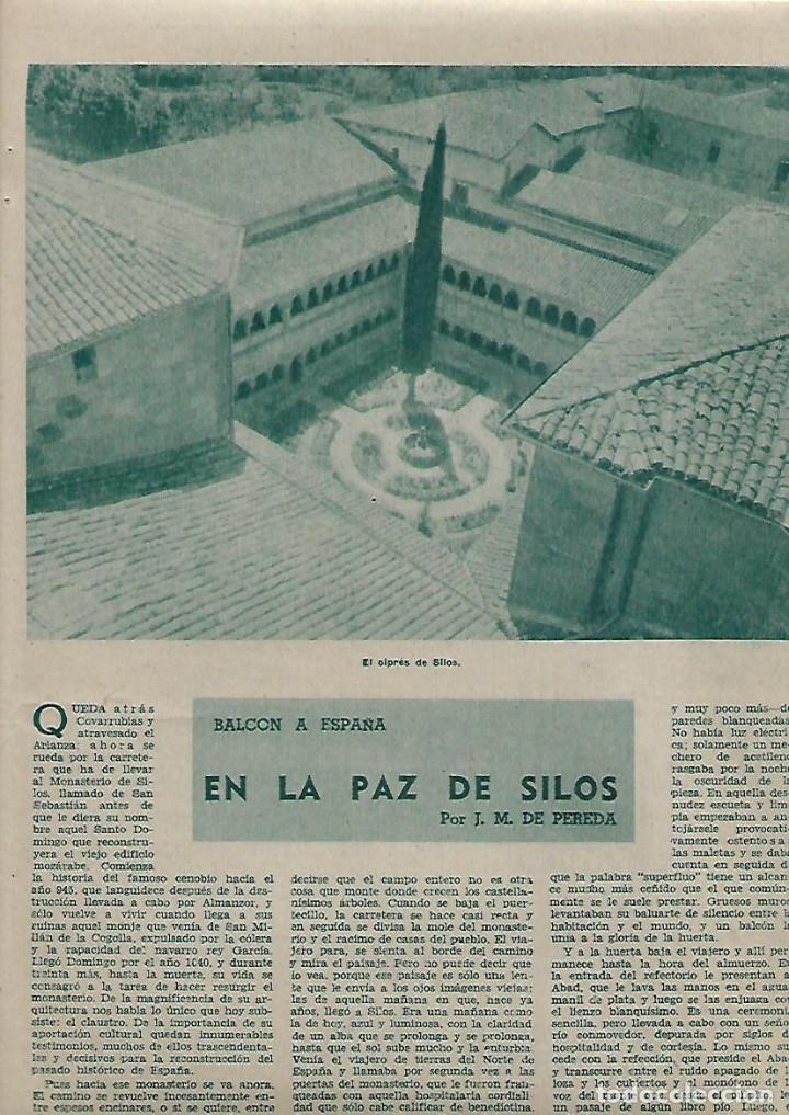 Collectionnisme: A&Ntilde;O 1962 RECORTE PRENSA MONASTERIO DE SILOS CIPRES DE SILOS CLAUSTRO SANTO DOMINGO DE SILOS