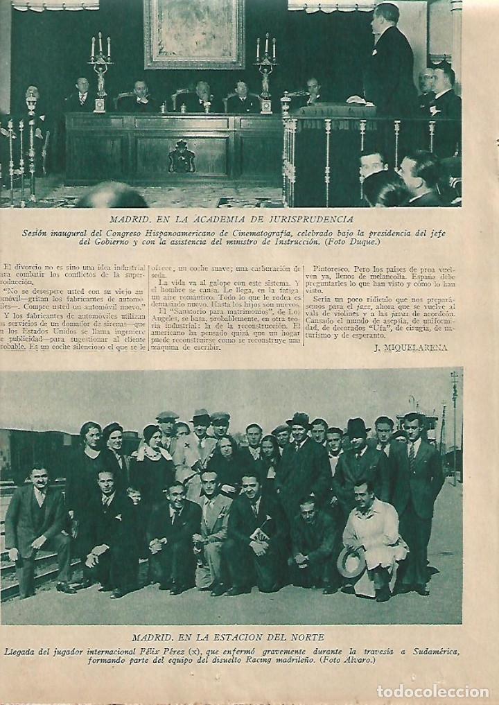 Coleccionismo: A&Ntilde;O 1931 RECORTE PRENSA DEPORTES LLEGADA JUGADOR FELIX PEREZ A MADRID RACING MADRILE&Ntilde;O