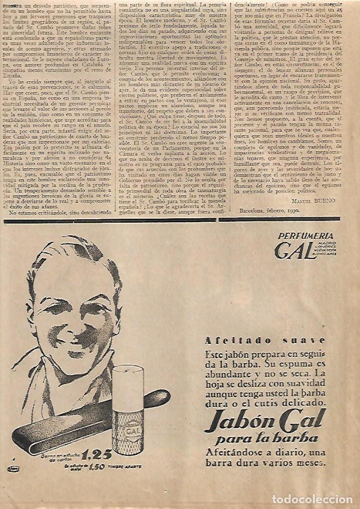 Collecting paper: A&Ntilde;O 1931 RECORTE PRENSA PUBLICIDAD JABON GAL PARA BARBA AFEITADO SUAVE AFEITAR