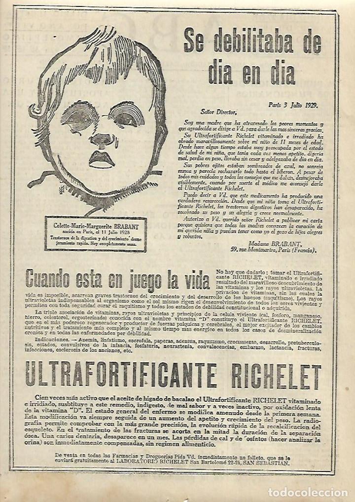 Collectionnisme: A&Ntilde;O 1931 RECORTE PRENSA PUBLICIDAD ULTRAFORTIFICANTE RICHELET RECONSTITUYENTE ANEMIA MADAME BRAVANT