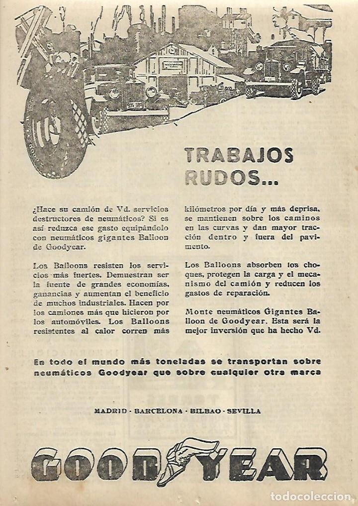 Collezionismo: A&Ntilde;O 1931 RECORTE PRENSA PUBLICIDAD NEUMATICOS GOODYEAR