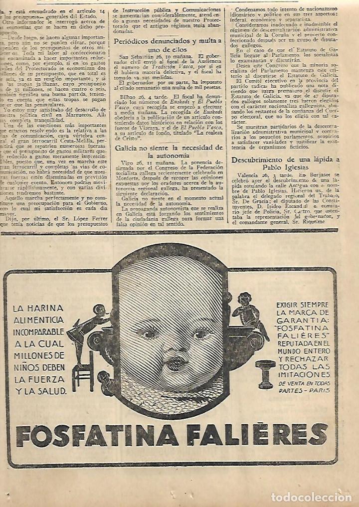 Coleccionismo: A&Ntilde;O 1931 RECORTE PRENSA PUBLICIDAD FOSFATINA FALIERES HARINA ALIMENTICIA