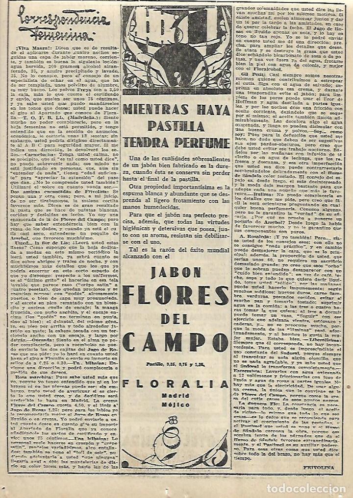 Collezionismo: A&Ntilde;O 1931 RECORTE PRENSA PUBLICIDAD JABON FLORES DEL CAMPO PERFUMERIA FLORALIA