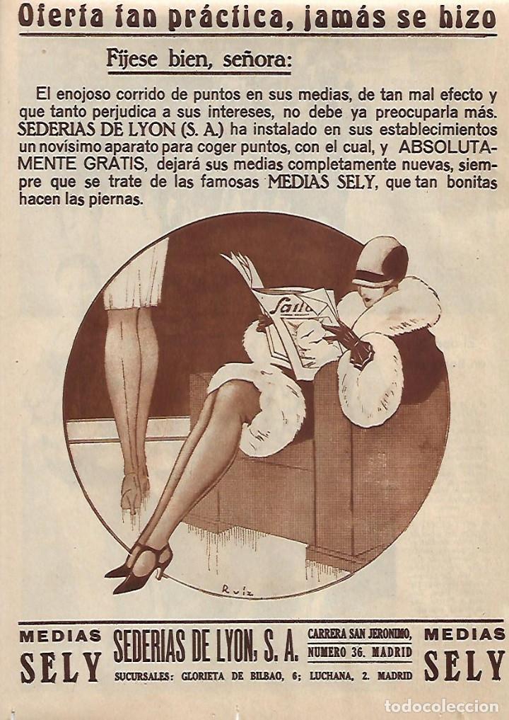 Collectionnisme: A&Ntilde;O 1931 RECORTE PRENSA PUBLICIDAD MEDIAS SELY SEDERIAS DE LYON